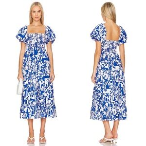 NEW NWT Show Me Your Mumu Afternoon Tea Smocked Midi Dress Santorini Escape